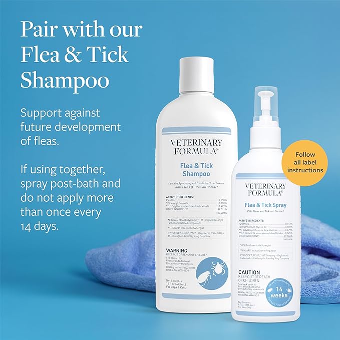 Veterinary Formula Flea and Tick Spray for Dogs, 8 oz – Easy-to-Use Dog Flea Spray, Kills on Contact, Prevents Egg & Larval Development for 14 weeks
