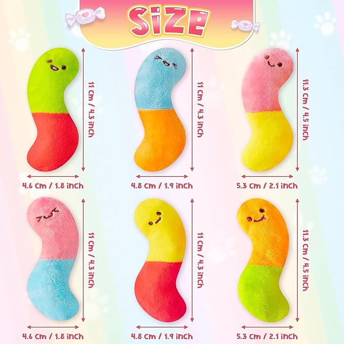 L1rabe Worm Candy Catnip Stuffed Toys - 6P Colorful Worm Organic Cat Toys Funny Indoor Chew Bite Kick Tools, Interactive Pet Supplies Cat Lovers Kittens Birthday Presents Pet Christmas New Year Gifts