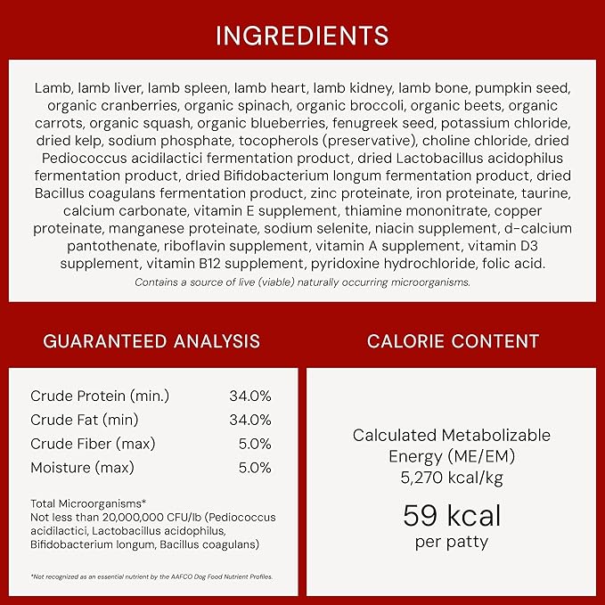 Stella & Chewy's Freeze-Dried Raw Dinner Patties - Dandy Lamb Recipe - High Protein Grain-Free Puppy & Dog Food - Perfect For Picky Eaters - 5.5 oz