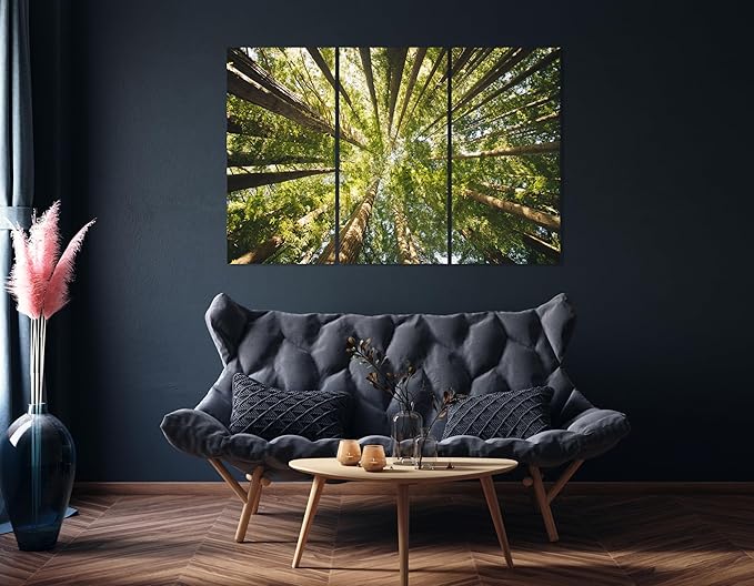 Nature Wall Art Prints - Ocean Forest Mountain Lake Canvas Landscapes - Small to Extra Large Living Room Bedroom Kitchen Bathroom Décor (Serenity in the Forest, 31L" x 47W" - 3 Panels)