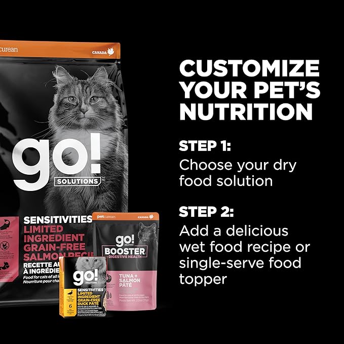 Go! Solutions Sensitivities Limited Ingredient, Grain-Free Dry Cat Food, Salmon Recipe for Sensitive Stomach, 3 lb Bag