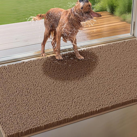 IM HOME Extra Large 71" x 25" Camel Dog Door Mats for Muddy Paws, Chenille Absorbent Dog Mat, Non Slip Heavy Mud Mat for Dogs, Soft Pet Bed Mat for Entryway, Mud Paws, Inside Floor