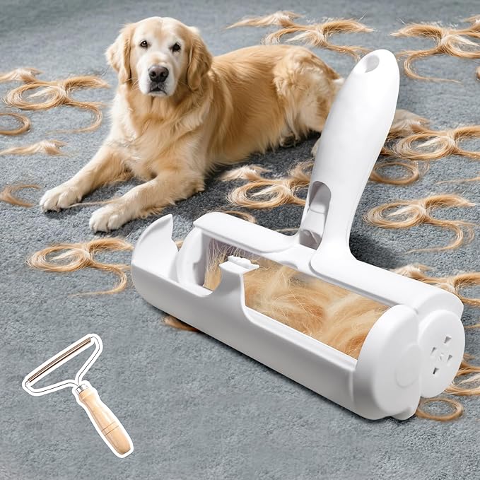 Pet Hair Removal Tool – Reusable Lint Roller for Dogs & Cats – Self-Cleaning Fur Remover Brush - Portable, Multi-Surface Fur Removal Tool - Reusable Double Sided Travel Brush