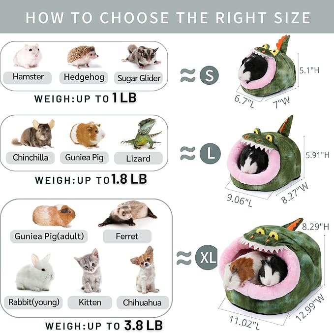 JanYoo Chinchilla Hideout Bed House Toys and Accessories Cage Cave Cute Cube Cup Hide for Bearded Dragon Ferret