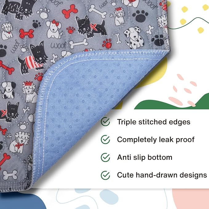Caldwell's Pet Supply Co. 60x60 Potty Pads, Washable Pee Pads for Dogs, Reusable Pee Pad for Dogs, Puppy Potty Mat, Whelping Rug, Reusable Puppy Mat, Waterproof Rug for Dog, for Large Dog