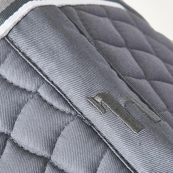 HORZE Adepto Padded All Purpose Quilted Equestrian Saddle Pad for Horses with Two-Tone Trim