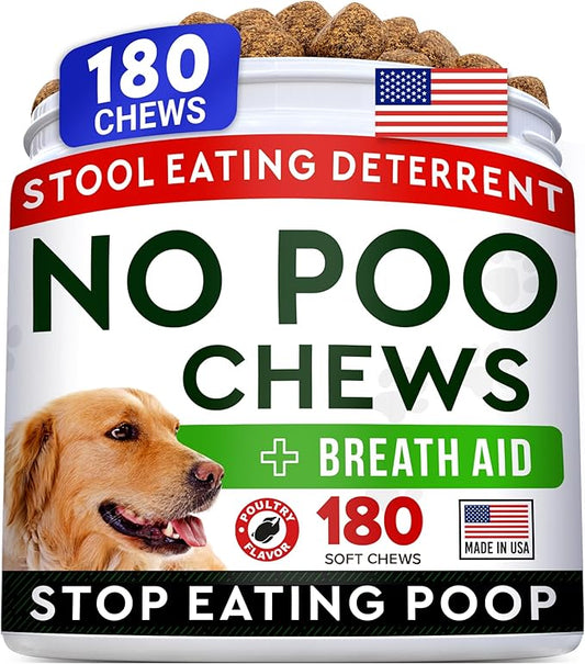 STRELLALAB No Poo Chews for Dogs - Coprophagia Deterrent for Dogs - No Poop Eating - Digestive Enzymes - Gut Health & Immune Support - Stop Eating Poop - (180Ct, Poultry)