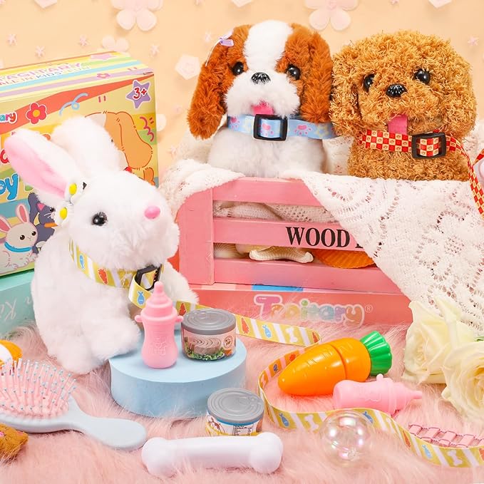 Tagitary Plush Toys Electronic Toy with Sounds,Wiggling Ears,Twitching Mouth and Nose, Interactive Rabbit Toy for Kids with Leash,Easter Christmas Birthday Gift for Toddlers Kids