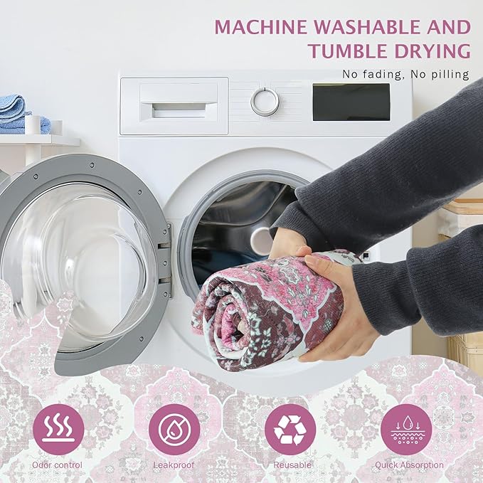 IEUUMLER Washable Pee Pads for Dogs, 2 Pack Reusable Pee Pads for Dogs Non-Slip Grip, Super Absorbent Waterproof Puppy Pads for Potty Training, Playpen, Crate, Whelping Box EU011 Pink, 24x18