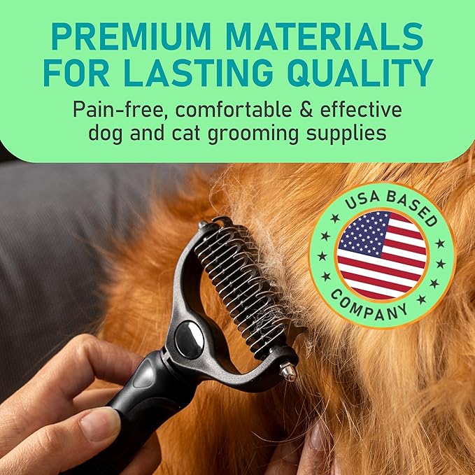 Maxpower Planet Hair Brush - Double Sided Shedding, Dematting Undercoat Rake for Dogs and Cats, Extra Wide Dog Grooming Brush, Reduce Shedding by 95%, Black