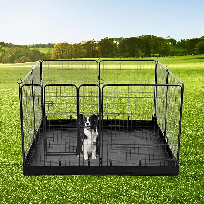 PJYuCien Rectangle Dog Playpen Bottom Pad - Fits 8 Panels 32" Width Metal Dog Pen -64"x64" Size 600D Oxford Cloth Waterproof Playpen Bottom Pad (Note: No Playpen)