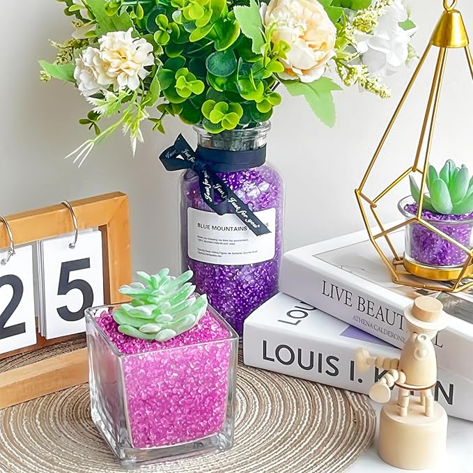 Keedolla Purple Aquarium Glass Pebbles Stones, 3 LB Aquarium Decorative Stones Fish Bowl Rocks Gravel for Betta Fish Tank, Vase Filler, Succulent Plants Decor