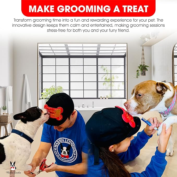 Warren London Hat/Snack Combo - Distract-A-Hat™ Grooming Distraction Tool + 8 oz All-Natural Roasted Peanut Dog Peanut Butter, Xylitol-Free Enrichment & Anxiety-Relief, $42 Value for $34.99