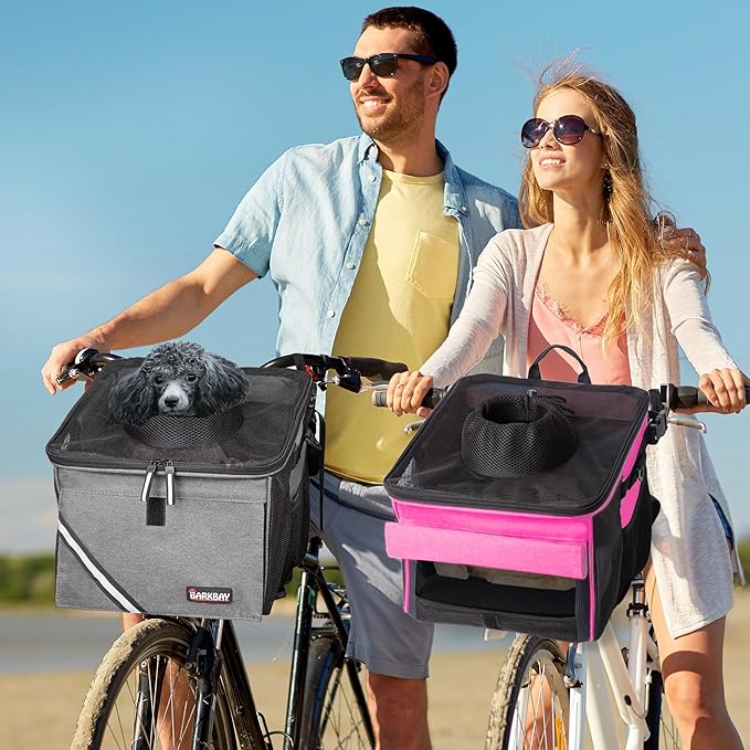 Pet Carrier Bicycle Basket Bag Pet Carrier/Booster Backpack for Dogs and Cats with Big Side Pockets,Comfy & Padded Shoulder Strap,Travel with Your Pet Safety（Titanium）