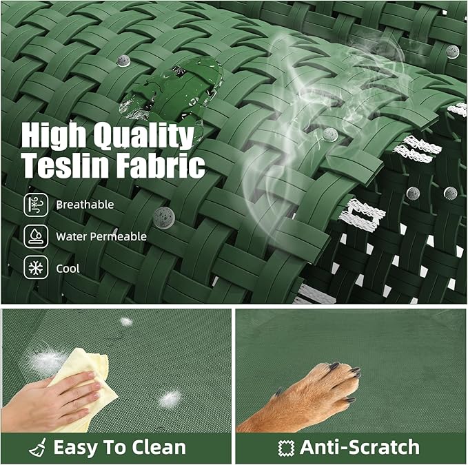 Simple Trending Raised Dog Bed for Large Dogs, Waterproof XL Dog Cot, Outdoor Cooling Elevated Pet Bed Load 200lb, 47.75" x 30.5", Green