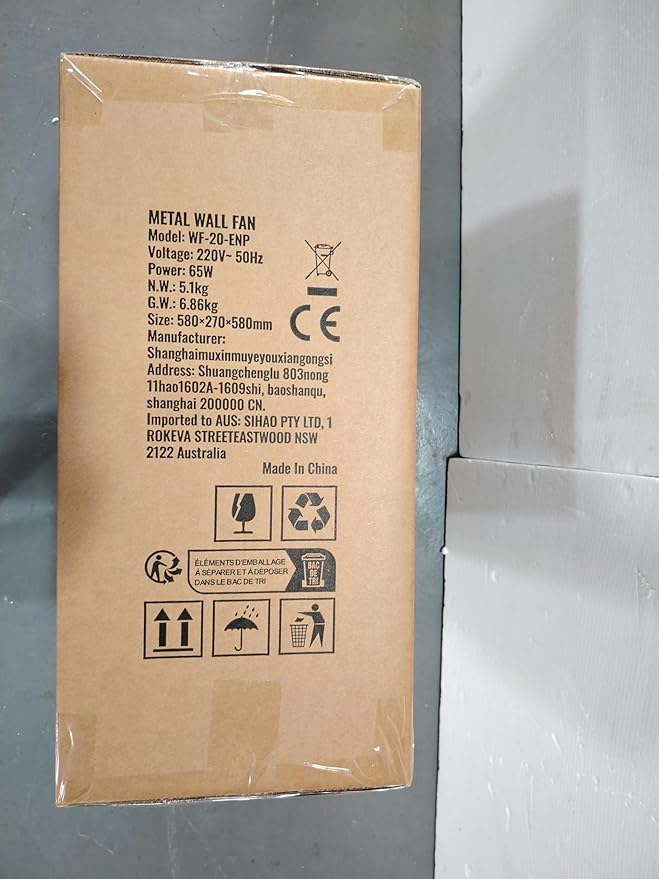 VEVOR 20 inch Wall Mount Fan Oscillating, 3-speed High Velocity Max. 4650 CFM Industrial Wall Fan for Indoor, Commercial, Residential, Warehouse, Greenhouse, Workshop, Basement, Black, ETL Listed