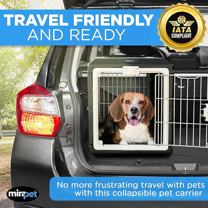 USA Pet Carrier & Crate 26" - Premium Collapsible Design for Medium Cats and Dogs - Portable Kennel for Indoor/Outdoor Use - 360-Degree Ventilation & Hard Plastic Wall Protection