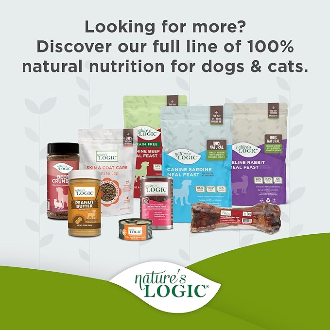 Nature's Logic Grain-Free Canned Dog Food - 95% Animal Proteins - 100% Natural Wet Dog Food Cans - No Common Allergens - All Life Stages - Ideal for Sensitive Dogs - Pork (13.2 oz, 12 Pack)