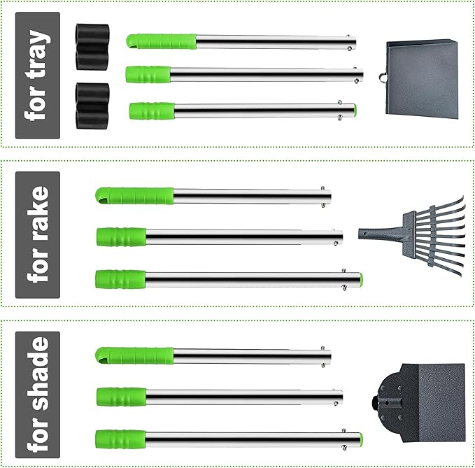 Niubya Pooper Scooper for Dogs, Metal Poop Scooper Tray Spade and Rake Set, Poop Scoop with Adjustable Long Handle, Dog Pooper Scooper for Pet Waste Removal