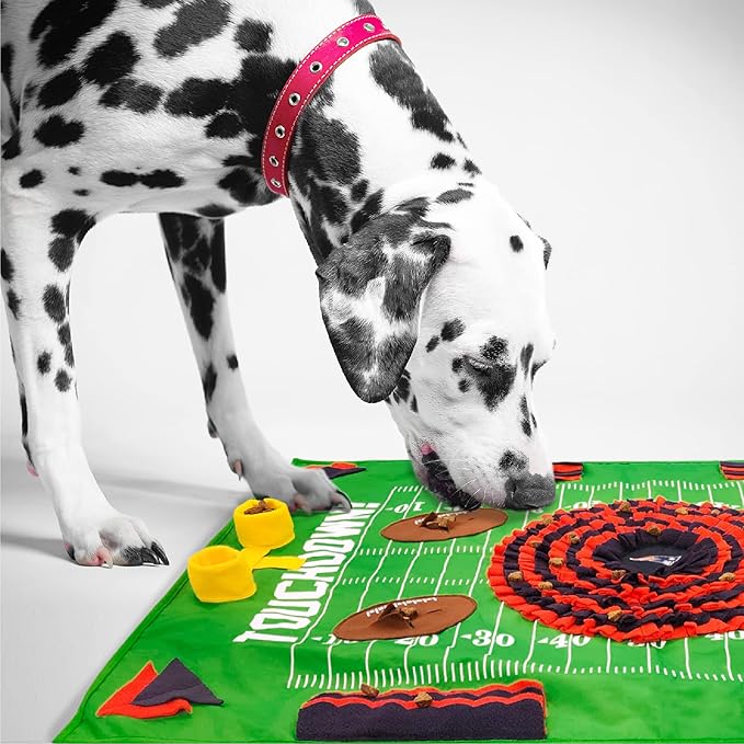 NFL New England Patriots Dog Snuffle Mat – Interactive Pet Slow Feeder, Football Field Design Food Puzzle Toy for Dogs & Cats, Foraging Activity Mat for Smarter Feeding