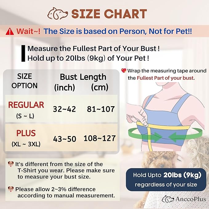 Dog Carriers for Small Dogs, Front Facing Dog Sling Carrier, Hands Free Cat Carrier, Size Adjustable, Reducing Back Pain, Premium Cotton, Safe and Soft Dog Carrier (Regular, Beige)