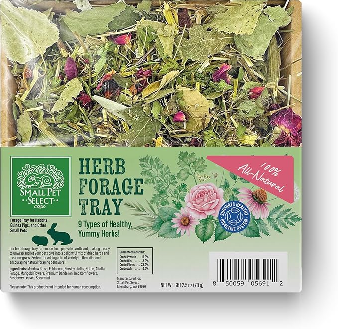 Small Pet Select Forage Tray Bundle, 3 Pack of Foraging Trays for Rabbit, Guinea Pig, Hamster or Bunny - Natural Treats, Dandelion, Flower, Herb Mix 2.5oz Each