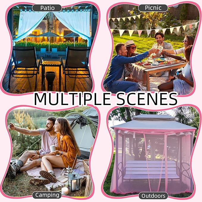 4 Corners Mosquito Net for Mosquiteros para Camas Bed Canopies Netting Bed Drapes Rectangular Mosquito Mesh for Camping Home Outdoor Travel(Pink,L75 X W59 X H67 Inch,Opening)