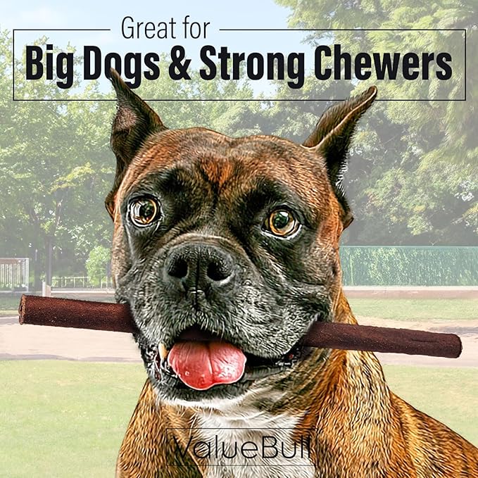 ValueBull Collagen Sticks for Dogs, 12 Inch Thick Chews, Natural Long-Lasting Dog Treats, 100 Count Bulk Pack - Supports Joints, Skin & Coat with Chondroitin & Glucosamine