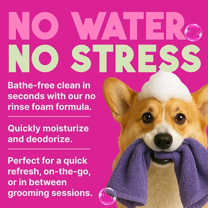 TropiClean No Rinse Waterless Dog Shampoo | Detangling and Deodorizing Dry Shampoo for Smelly Pets | Moisturizes Dry Skin | USA Made | Berry Scent | 7.4oz