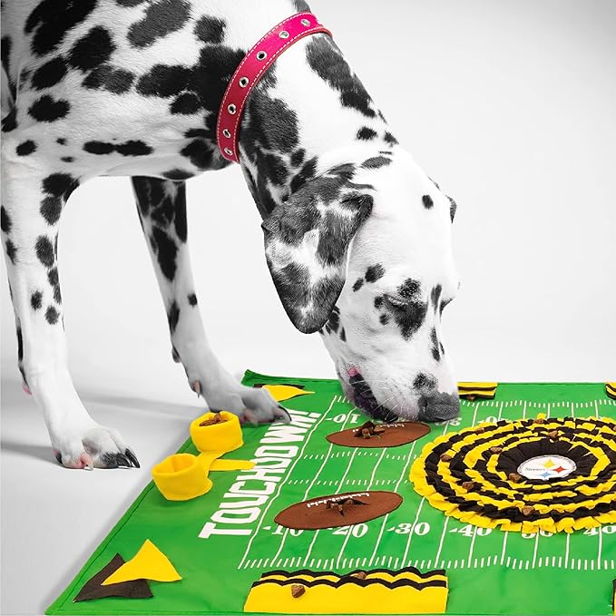 NFL Pittsburgh Steelers Dog Snuffle Mat – Interactive Pet Slow Feeder, Football Field Design Food Puzzle Toy for Dogs & Cats, Foraging Activity Mat for Smarter Feeding
