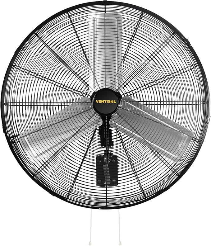VENTISOL 30 Inch Wall Mount Fan Oscillating, 9500 CFM High Velocity Industrial Fans with 3 Speeds for Garage, Shop, Warehouse, Workshops, Cover Patio, ETL Listed