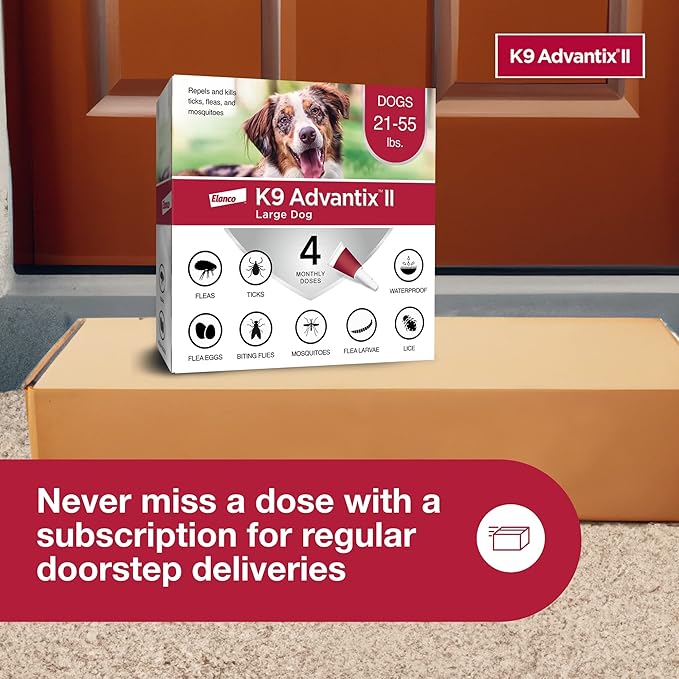 K9 Advantix II Large Dog Vet-Recommended Flea, Tick & Mosquito Treatment & Prevention | Dogs 21-55 lbs. | 4-Mo Supply (Pack of 2)