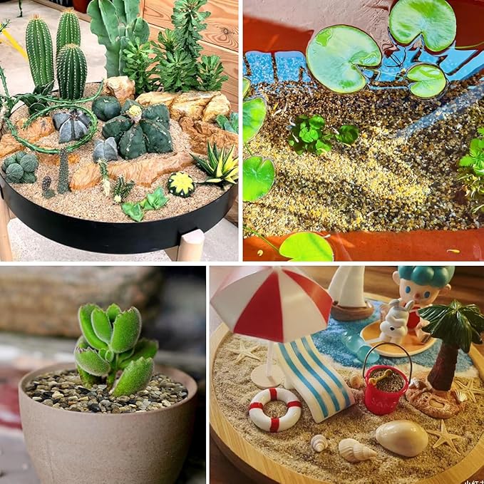 5lbs Aquarium Gravel, 1/16"(0.6-1.2mm) Natural River Rocks Succulent Cactus Pea Gravel for Plants, Fish Tank, Decorative Pebbles for Gardening, Flower Pots, Vase Fillers, Landscaping