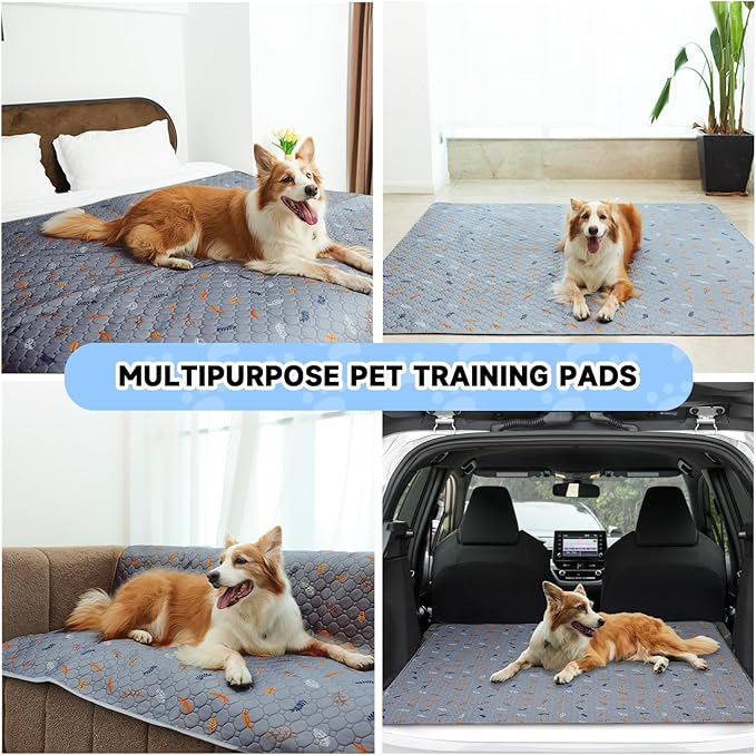 Sunheir 2 Pack Washable Guinea Pig Pee Pads, 24" x 48" Waterproof Reusable Guinea Pig Cage Liners, Absorbent Bedding Training Mat for Small Animal Guinea Pigs Rabbit Bunny Hamster - Light Grey