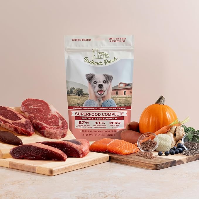 Superfood Complete, Air-Dried Adult Dog Food - High Protein, Zero Fillers, Superfood Nutrition by Katherine Heigl (24 oz, Beef & Bison Formula)