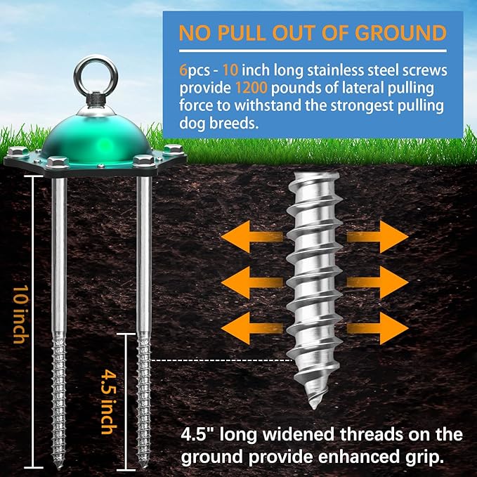 Dog Tie Out Stake,360°Swivel Run Anchors-Dog Runner for Yard Suitable for Large,Weighing Up to 200 LBS-Stake to Tether Long Leash and Cable- Stakes for Outside