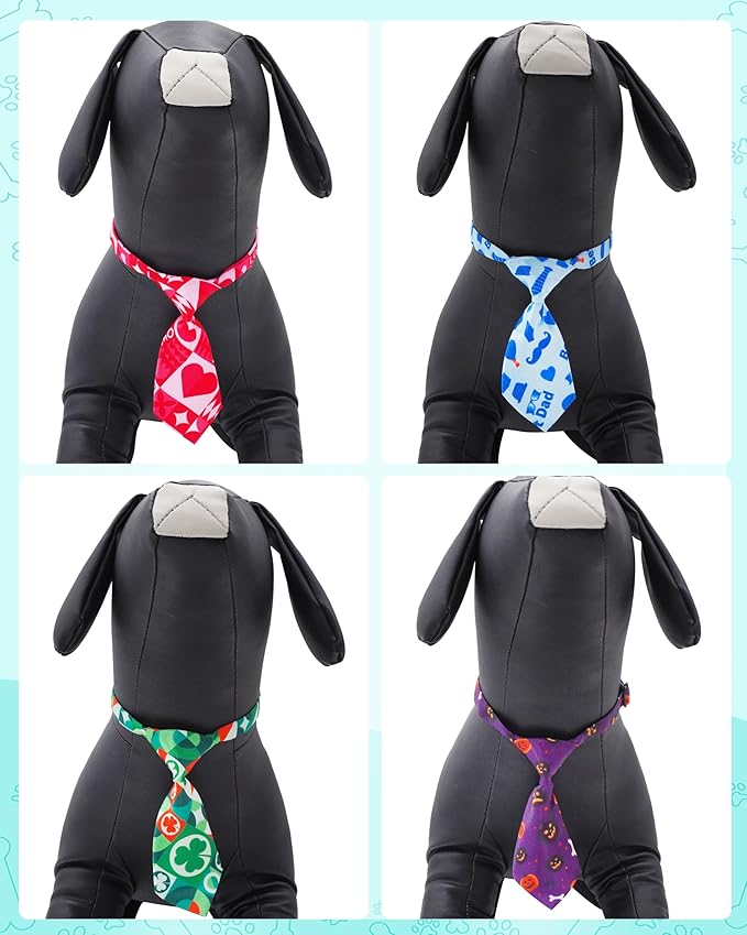 PET SHOW 10 Pack Holiday Big Dog Ties Neckties for Large Breed Dogs XL Adjustable Grooming Accessories Neck Ties Bowties Girl Boy Pets Festival Costumes Wedding Party Gift Favor