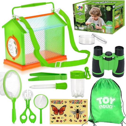 TOY Life Bug Catcher for Kids, Bug Catching Kit Kids Explorer Kit with Bug Net, Catching Tool, Tweezers, Magnifying Glass, Binoculars, Insect Catcher, Educational Outdoor Toys Kid Adventure Set