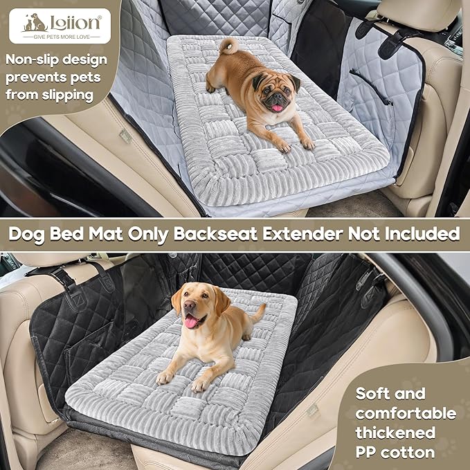Dog Car Bed Mat, Non-Slip Backseat Extender Pet Blanket, Plaid Dog Bed for Trucks, Sedans & Large SUVs, Chew-Resistant Travel Pad for Dogs, Easy Clean & Scratch-Proof & Comfort（56"x28.7" Light Gray
