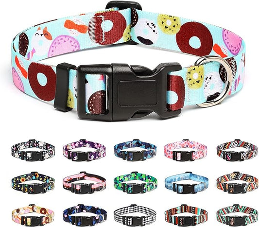 Mercano Adjustable Dog Collar - Special Design Patterns, Soft Nylon Comfortable Durable Pet Collar for Small Medium Large Dogs (XS, Blue Cookie)