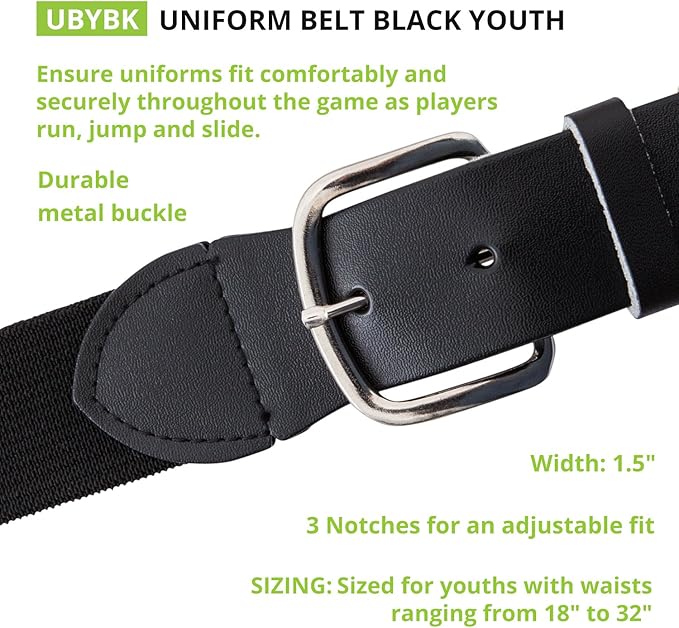 Champion Sports Baseball/Softball Uniform Belt, Comfort Stretch Fit Durable Syntex Tab - Youth & Adult Sizes, Multiple Colors