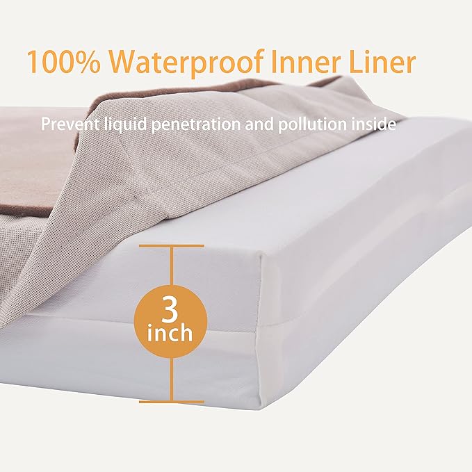 Orthopedic Memory Foam Dog Bed, Cooling Dog Beds for Medium/Large Dogs -Waterproof Pet Bed for Crate with Removable Washable Cover, L(35inch,65Lbs)