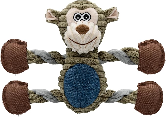 Dog Toys for Large Dog - Plush Squeaky Medium & Small Dog Toys - Stuffed Animals Puppy Toys - Funny Cute Dog Toys for Dog Birthday Presents (Monkey)