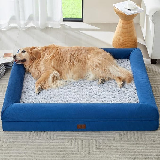 WNPETHOME Giant Dog Bed, Washable Dog Couch with Removable Waterproof Cover, Orthopedic Large Pet Sofa Bed with Bolster Sides for Sleeping