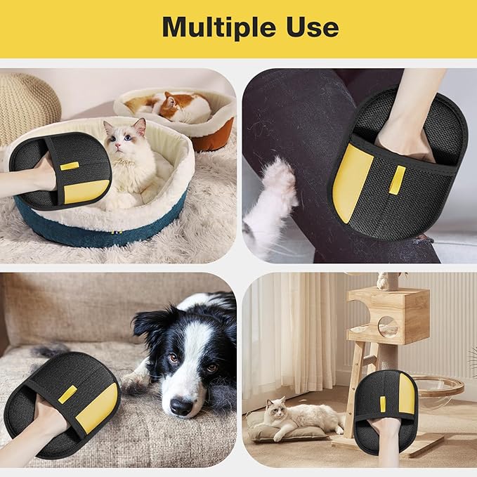 Pet Hair Removal Glove - 2025 Upgraded Electrostatic Pet Hair Remover, Cat & Dog Hair Remover Tool for Couch, Furniture, Carpet, Car Seat, Clothing, Reusable Double Sided Cat Grooming Gloves (2PCS)
