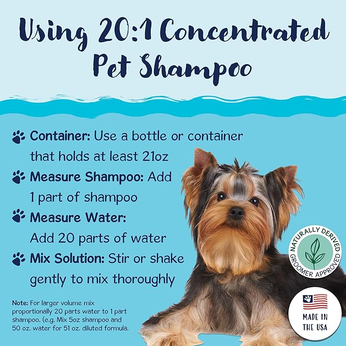 Bobbi Panter Dog Shampoo - Made in USA - All Natural Formula for Deep Nourishing and Cleasing - Concentrated 20:1 for Professional Groomers - Light Chamomile Scent, 1 Gallon