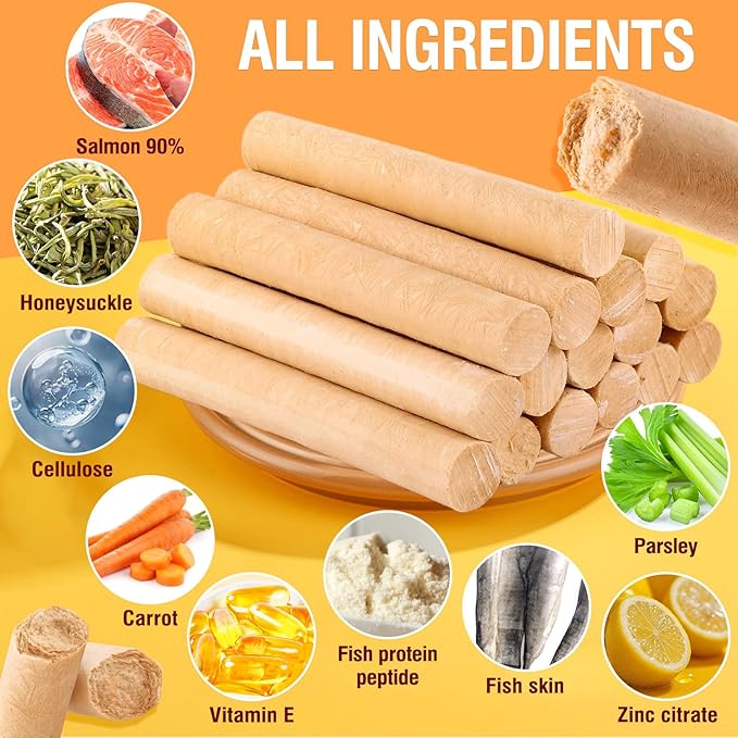 Salmon Sticks for Dogs,Real Salmon and Carrots,Easily Digestible,High Protein Dog Treat,Freshens Breath Healthy,for All Breeds (100g)