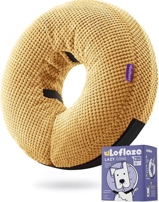 Inflatable Dog Cone Collar - Dog Neck Donut Cone Collar Alternative After Surgery - Soft Cone for Large Medium Small Dogs Cats - Alternative Recovery E Collar (Yello, XL)