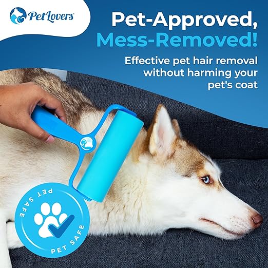 PetLovers EzRoll Reusable Lint Roller - Sticky for Life & Multi-Purpose Pet Hair, Dust, & Lint Remover for Clothing, Upholstery, & Cars - Sustainable, Washable & Efficient (Large)