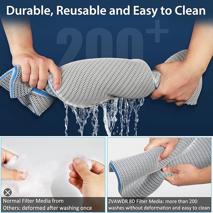 Aquarium Filter Media, Upgraded 8-Layer Filter Sponge Pad for Fish Tank and Pond, Super Filtering Effect, Cut to Fit, Reusable and Washable Aquarium Filter Floss (11.8” x 15.7”)